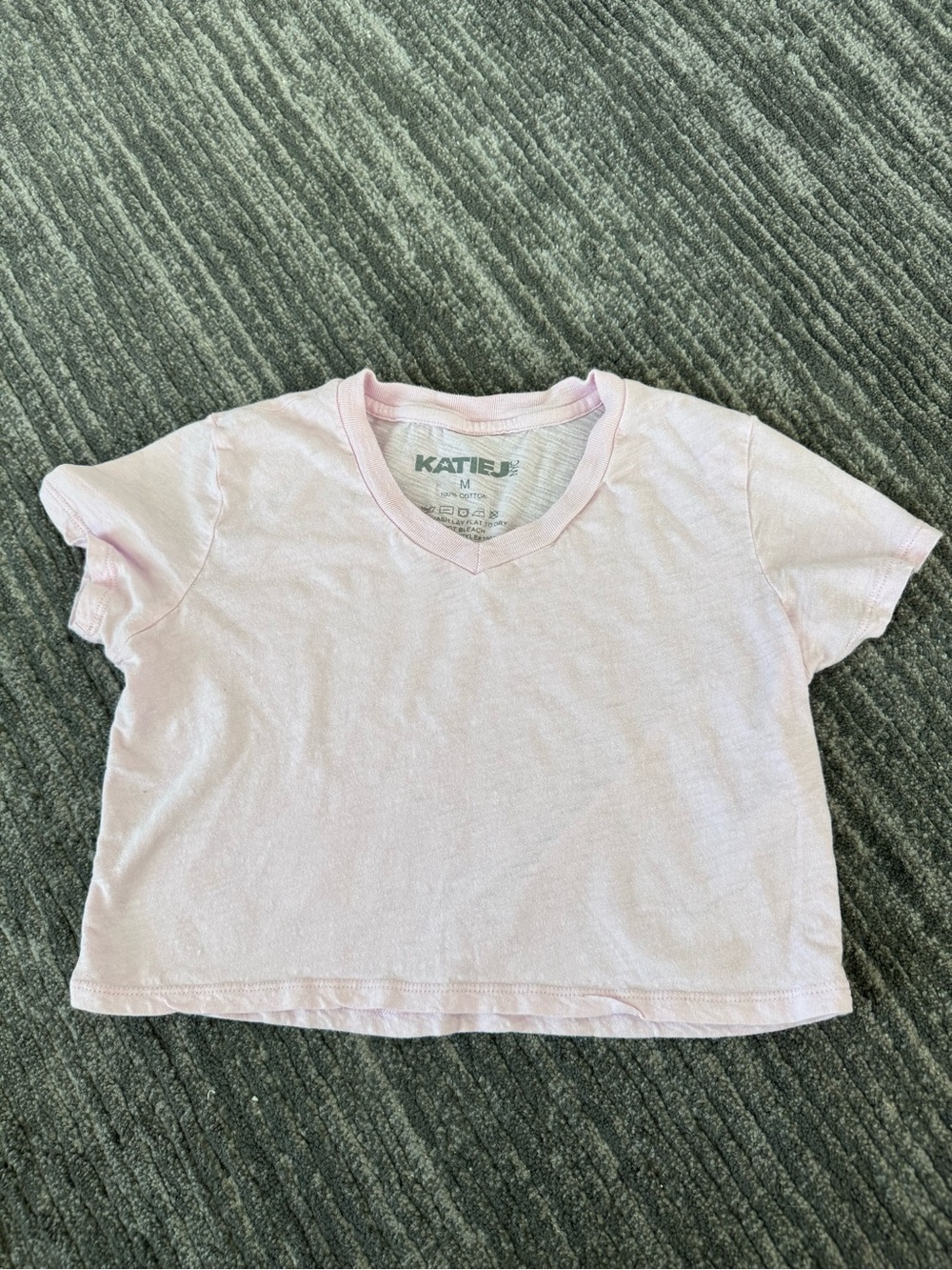Katie J NYC Light Pink V-Neck Short Sleeve Tee